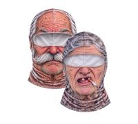 Yacriso Cagoule de ski réaliste et amusante - Visage de vieux grincheux | Doté de rides réalistes et d'une moustache prompinente, avec protection du cou :un accessoire hilarant pour les fêtes d'hiver