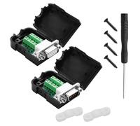 YACSEJAO 1 Paire de connecteurs DB9 RS232 D-SUB 9 Pin Port Mâle+Femelle Adaptateur Série sans Soudure Connecteur de Terminal Module de Signal avec boîtier (A, Les Noix)