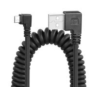 YACSEJAO 90 degrés enroulé câble micro-USB, USB 2.0 à micro-USB de synchronisation et de transfert de données câble à ressort pour smartphone tablette mur chargeur de voiture (deux fois à gauche)