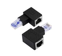YACSEJAO Adaptateur Ethernet Cat5e/Cat6 RJ45，Pack de 2 Adaptateur Ethernet RJ45/8P8C mâle à Femelle à Angle Droit à 90 degrés prenant en Charge Cat6/Cat5e (Gauche)