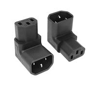 YACSEJAO Adaptateur Secteur C14 vers C13 Adaptateur de rallonge Secteur IEC 320 mâle C14 vers IEC Femelle C13 à 90 degrés vers Le Bas et à Angle Droit, 2PCS