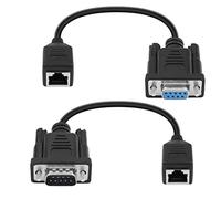 YACSEJAO Adaptateur série RS232 DB9 vers RJ45, DB9 9 broches connecteur série femelle & mâle vers RJ45 femelle Cat5/6 câble prolongateur de console LAN Ethernet, 1 paire
