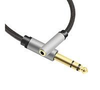 YACSEJAO Câble audio stéréo TRS 3,5 mm vers 6,35 mm mâle vers 3,5 mm femelle pour amplificateurs, guitare, piano, appareils Home Cinéma, 30 cm