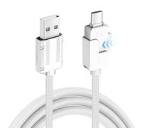YACSEJAO Câble de charge rapide USB A vers USB C de 66 W, USB de type C, à une seule main, pour libérer, prend en charge la synchronisation des données, câble tressé blanc durable (2 m)