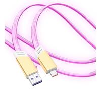 YACSEJAO Câble de charge USB C LED 1 m PD 66 W haute vitesse avec lumières LED multicolores, design plat, câble de données USB de charge rapide (USB-A vers USB-C)