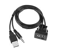 YACSEJAO Câble de montage encastré USB 2.0+3.5 mm AUX Extension du câble de montage sur tableau de bord pour voiture, bateau et moto, 1M/3.3Ft