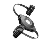 YACSEJAO Câble d'extension rétractable automatique OBD2 à 16 broches pour outils de diagnostic OBDII, 0,9 m à angle droit OBD2 mâle vers femelle Câble plat OBD 2 Cordon enrouleur automatique