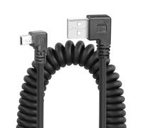 YACSEJAO Câble mini USB en spirale 90 degrés, USB type A vers mini B mâle Données Sync & Charge Câble en spirale pour imprimante Caméras Souris Téléphone portable (Deux fois à gauche)
