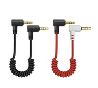 YACSEJAO Câble spiralé 3,5 mm TRS vers TRRS AUX Câble audio 0,15-0,5 m | Câble stéréo extensible coudé à 90° pour streaming en direct, casque, casque, micro DJI Mic Mini
