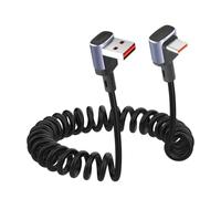 YACSEJAO Câble USB A vers USB C torsadé à 90 degrés - 1 m - Câble USB C | Charge rapide 65 W, câble spirale USB C, double angle à 90 degrés, connecteur USB réversible, transfert de données