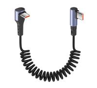 YACSEJAO Câble USB C vers USB C à 90 degrés 65 W 1 m Câble USB de type C rétractable pour voiture, prend en charge la charge rapide et le transfert de données de 6 A (angle droit)