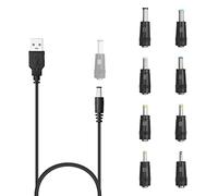 YACSEJAO Câble USB vers DC, 5V DC 5.5 x 2.1mm Jack Plug Power Cable Universal Charger Plug with 8 DC Adapter Connectors for Router, Mini Fan, Speaker and More Devices