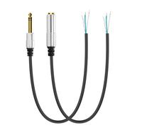 YACSEJAO Connecteur mâle femelle 1/4" 6,35 mm vers fil nu, adaptateur jack TRS vers câble nu, câble audio ouvert pour haut-parleur de microphone (0,5 m/1,6 FT)