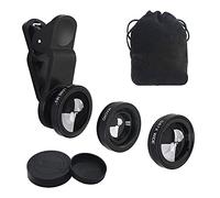 YACSEJAO Kit d'objectif 3 en 1 pour appareil photo de téléphone portable - Objectif super grand angle - Objectif macro Fisheye - Clip pour smartphones et tablettes PC