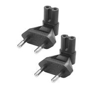 YACSEJAO Lot de 2 adaptateurs d'alimentation UE vers IEC320 C7 - Coude à 90 degrés - Prise européenne vers prise IEC320 C7 (CEE 7/16) - Adaptateur de voyage universel pour TV, PC, ordinateur, moniteur