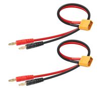 YACSEJAO Lot de 2 connecteurs XT60 14 AWG vers fiche banane 30 cm XT60 mâle vers fiche banane mâle 4 mm pour batterie RC hélicoptère quadricoptère Lipo (XT60)