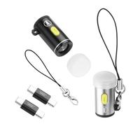 YACSEJAO Lot de 2 lampes de poche ultra compactes, 25 mm | Mini lampe de poche LED USB de type C, miniature, Plug and Play, pas de piles, 2 connecteurs USB C