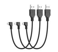 YACSEJAO Lot de 3 câbles courts USB A 2.0 mâle vers USB Micro mâle à angle droit - 0,25 m - Câble de charge et de synchronisation de données pour téléphones, lecteurs MP3, PS4 (angle droit)
