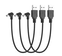 YACSEJAO Lot de 3 câbles courts USB A 2.0 vers Mini B à angle droit - 0,3 m - 90 ° - Câble de charge de données - Pour enregistreur de conduite de tableau de bord, lecteur MP3, appareil photo (angle