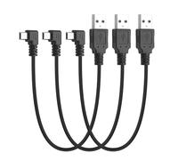 YACSEJAO Lot de 3 câbles courts USB A 2.0 vers Mini B à angle droit - 0,3 m - 90 ° - Câble de charge de données - Pour enregistreur de conduite de tableau de bord, lecteur MP3, appareil photo (angle