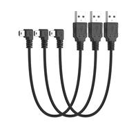 YACSEJAO Lot de 3 câbles courts USB A 2.0 vers Mini B à angle droit - 0,3 m - 90 ° - Câble de charge de données - Pour enregistreur de conduite de tableau de bord, lecteur MP3, appareil photo (angle
