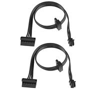 YACSEJAO Mini 4-Pin to SATA Power Splitter Cable, SATA 15 Pin Right-angle x2 to Mini 4Pin ATX Power Adapter for HDD、SSD、Optical Drives (45cm, 2-Pack)