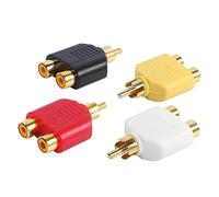 YACSEJAO RCA Y Splitter Adaptateur Plaqué Or RCA 1 Mâle à 2 Femelle Y Splitter Connecteurs pour Subwoofer, Autoradio, TV, Audio Numérique Etc - Pack de 4 (Rouge Blanc Noir Jaune)
