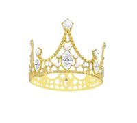 YADIRF Couronne en métal avec strass brillants pour gâteau d'anniversaire, de mariage, fournitures de décoration de fête d'anniversaire, fête prénatale (doré)
