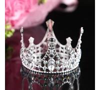 YADIRF Décoration de gâteau en forme de couronne en métal avec strass brillants pour fête d'anniversaire, fête prénatale, princesse (argenté)