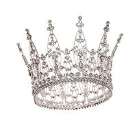 YADIRF Décoration de gâteau vintage en forme de couronne en strass pour anniversaire, mariage, bal de fin d'année, concours de beauté, Halloween, costume de Noël (argenté)