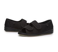 Yadlan Chaussons Diabétiques pour Femmes Pantoufle Réglable Fermeture Scratch Sandale Pieds Larges Orteil Ouvert Chausson pour âgées Pieds Enflé(Size:39,Color:Le Noir)