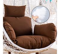 Yadlan Coussin Fauteuil Suspendu Exterieur Jardin, Lavable Coussin de Chaise Suspendue Oeuf, éPais Impermeable Coussin pour Hamac Suspendu avec Dossier Appuie-TêTe Accoudoirs Brown