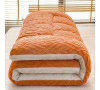 Yadlan Matelas Futon Japonais, Matelas Futon Extra Épais Et Moelleux, Matelas De Couchage Super Doux Et Poilus Enroulables, Tapis De Couchage Portable, Matelas De Canapé Orange 180×200cm