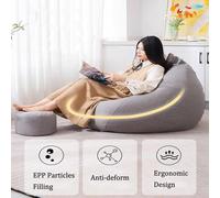 Yadlan Pouf Poire avec Billes De PolystyrèNe IntéRieure ExtéRieur Fauteuil avec Rembourrage Perles Eps pour Chambre à Coucher, Bureau, Salon, Terrasse Bright Blue 180cm