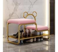 Yadlan Upholstered Shoe Rack Bench Metal Frame Shoe Storage Rack Shoe Rack Bench for Kids and Adults for Front Door Entrance Pink 100cm