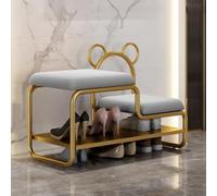 Yadlan Upholstered Shoe Rack Bench Metal Frame Shoe Storage Rack Shoe Rack Bench for Kids and Adults for Front Door Entrance Grey 100cm