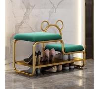 Yadlan Upholstered Shoe Rack Bench Metal Frame Shoe Storage Rack Shoe Rack Bench for Kids and Adults for Front Door Entrance Green 120cm