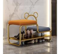 Yadlan Upholstered Shoe Rack Bench Metal Frame Shoe Storage Rack Shoe Rack Bench for Kids and Adults for Front Door Entrance Orange 80cm