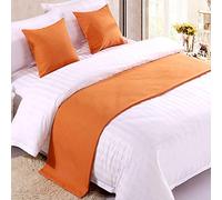 YADLCR Bed Runner Coureur Lit Chemin de Lit Couleur Unie Couverture de lit décoration de Bande Protecteur Couette Lavable Chambre Maison Hôtel (Color : Orange, Size : 50x240cm (for 1.8m Bed))