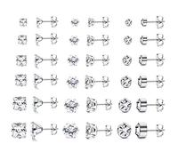YADOCA 18 Paires Boucles d'Oreilles Pour Femme Argent Lot Zyrconium Boucle d Oreille Acier Inoxydable Hypoallergénique Boucle D'Oreille Brillant Helix Piercing Cartilage Boucle D'Oreille Homme 3-8mm