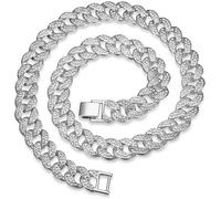 YADOCA Chaîne Cubaine Iced Out Miami Collier Homme Strass Hip Hop Bijoux Argent Cadeau