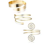 YADOCA Ensemble de 3 Bracelets de Bras Réglables en Métal - Minimalistes et Spirale Punk pour Femmes