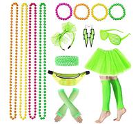 YADODO Deguisement Annee 80 Accessoire Femme Fluo,Tutu Fluo,Sac Banane,Lunette,Bandeau,Colliers,Bracelets,Jambières,Boucles D'oreilles Annees 80 90 Deguisement Costume Femme Fête Néon Soiree Fluo