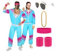 YADODO Deguisement Annee 80 Homme Femme Survêtement Ensemble avec Veste et Pantalon Déguisement Année 80 90 Accessoire Costume Annee 80 Deguisement Disco pour Carnaval, Soirée Deguise, Jogging (XL)