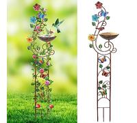 YADOOLIFE Abreuvoir d'oiseaux avec Treillis de Jardin pour Plantes grimpantes en Plein air, Petit Bain d'oiseaux décoratif en métal, Papillon (Papillon)