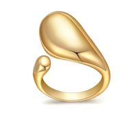 YADUDA Ensemble de bagues épaisses en or et argent pour femme avec dôme ZC contre le mauvais œil et croissant en plaqué or 18 carats, 9, Métal, Pas de pierre précieuse