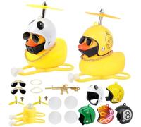 YAEGIMHT Little Yellow Duck Set d'accessoires de vélo : casque + canard, feuille d'érable, lunettes de soleil, collier, sangle de montage, adhésif non marquant + applicateur, alimenté par batterie.