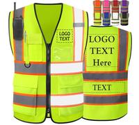 YAEILOV Gilet de Sécurité Personnalisé Haute Visibilité Personnalisable Classe 2 Pour Homme Avec Poches Logo Bicolore Personnalisé Pour Vêtements de Travail de Construction