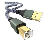 Yaekea USB A à USB 2.0 B câble d'imprimante Conçu pour HP Epson Canon Brother Dell Lexmark Xerox Samsung Oki USB Midi câble pour scanner/Midi clavier/piano numérique/DAC Câble USB tressé gris-3.3FT