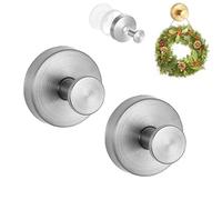 Yaepoip 2Pack Crochets À Ventouse Pour Couronnes Sur Verre, Suction Cup Hooks for Door Wreaths, No Drill Hooks Wreath Hanger for Front Door (Silver)